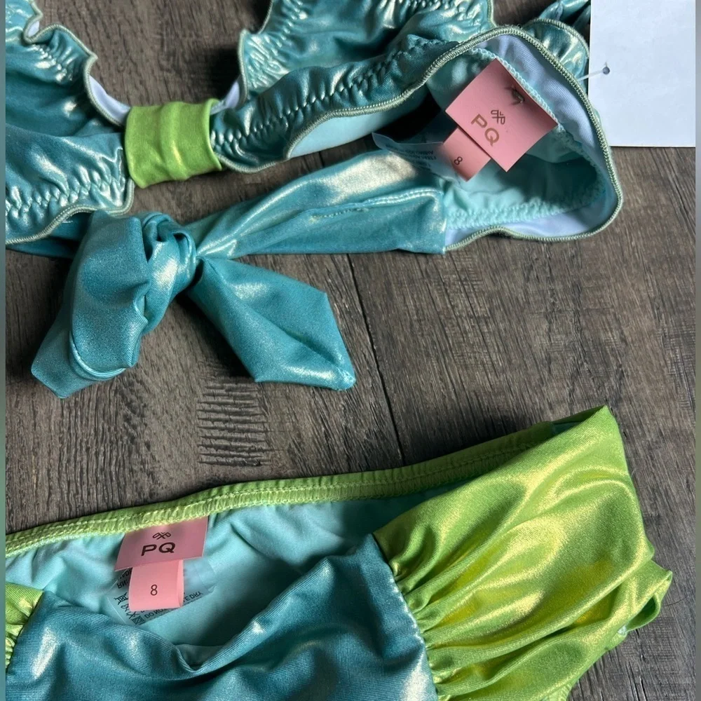 PQ Swim Atlantic Serena Kids Bikini Set - Green and Yellow Sz 8 88$